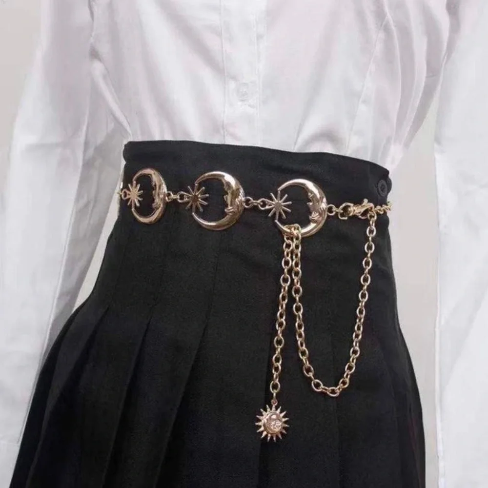 NWT gold or silver moon crescent chain link belt - Picture 3 of 3